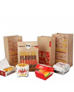 Custom Eco Takeaway BBQ Fast Food Hot Dog Sandwich Burger Packaging Greaseproof Chicken Kraft Paper Bag