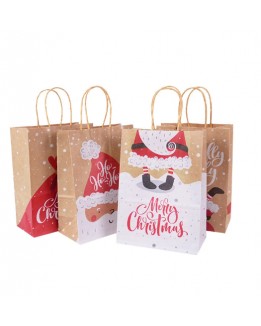 Merry Christmas Paper Gift Bags Santa Claus Snowflake Dot Cartoon Stripe Xmas Tree Candy Biscuit Bags