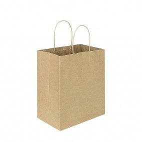 Retail Shopping Business Plain Natural Paper Goody Craft Gift Bags with Handles