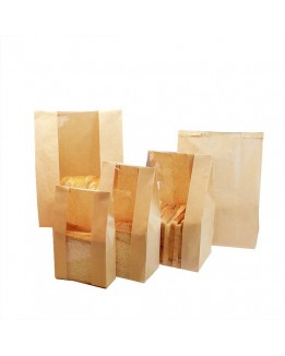 Square Bottom Kraft Paper Loaf Bags with Label Seal Sticker