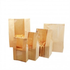 Square Bottom Kraft Paper Loaf Bags with Label Seal Sticker