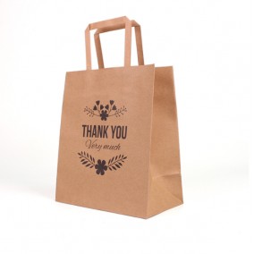 Thank You Kraft Paper big Gift Bags with Flat Handle Fashionable Party Clothes Shoes Gift Shopping Bags