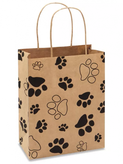 Customized pet dogs footprint heart paper bag with your own logo