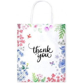 Thank You White Kraft Paper Bag With Twsited Handle Logo Printing Shopping Gfit Packaging