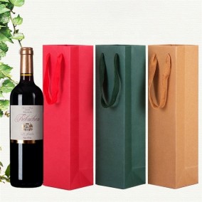 Luxury Cardboard Paper Wine Gift Bags Nylon Ribbon Customized With Logo