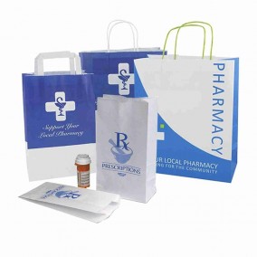Eco Friendly Pharmacy Paper Bag SOS Carrier Bags OEM
