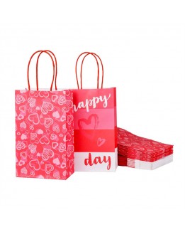 Custom Logo Pink Valentine Luxury Kraft Paper Bags With Handles Mini