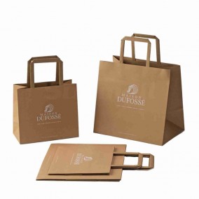 Custom Print Grocery Brown Kraft Bags Bulk With Handle