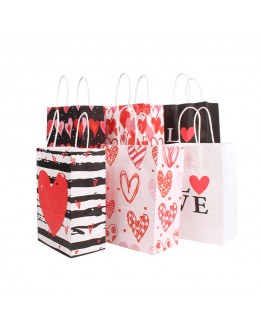 KM Custom White Paper Gift Bags Valentines Day For Goodies And Treats