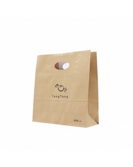 150grams Kraft Paper Handles Food Delivery Die Cut Paper Bags Customized